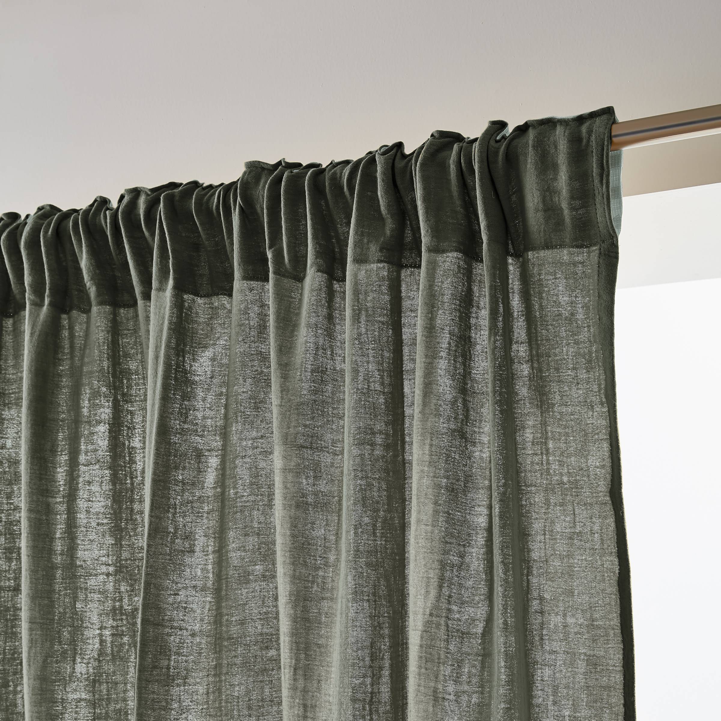 Rosemary green muslin pencil pleat curtain