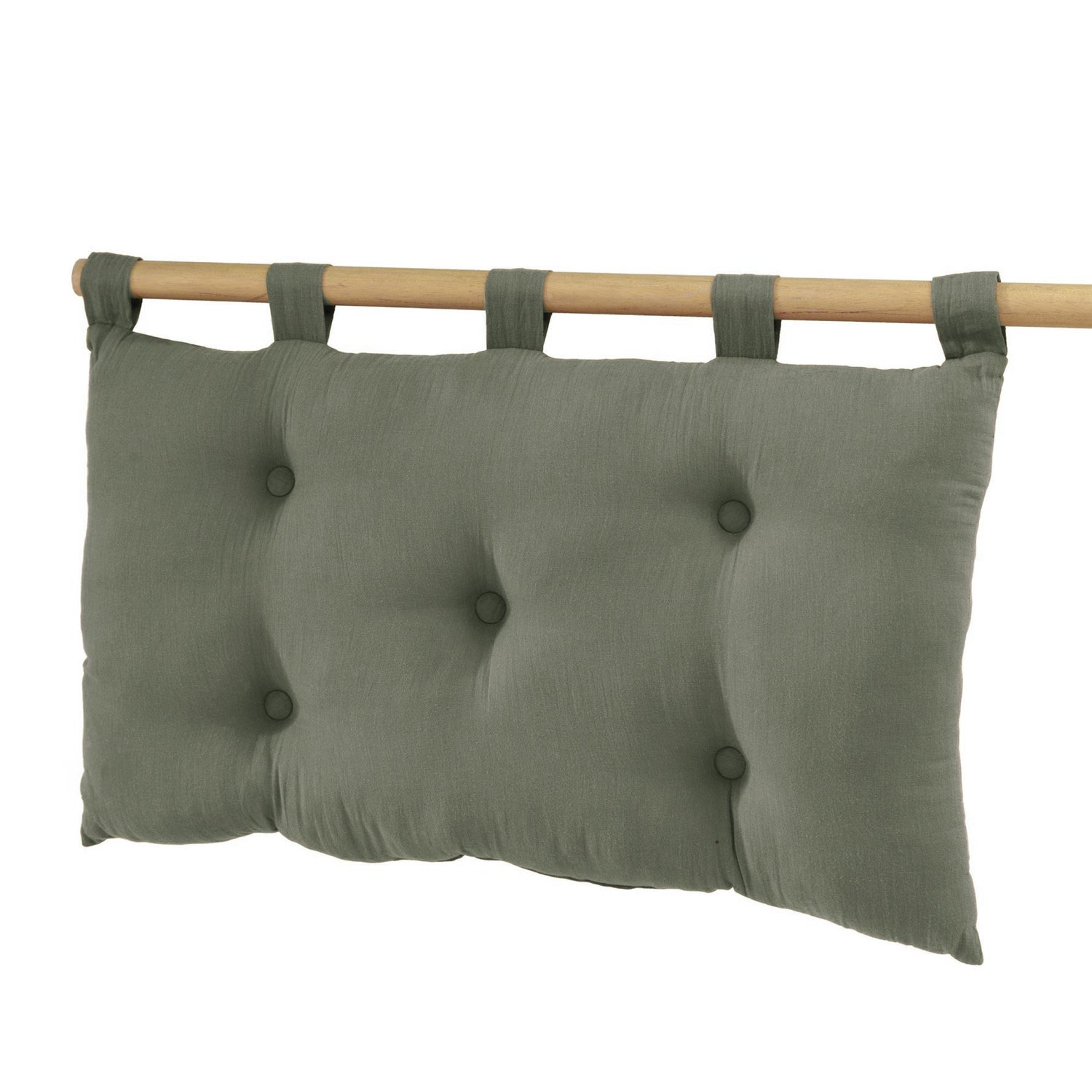 Rosemary green muslin headboard