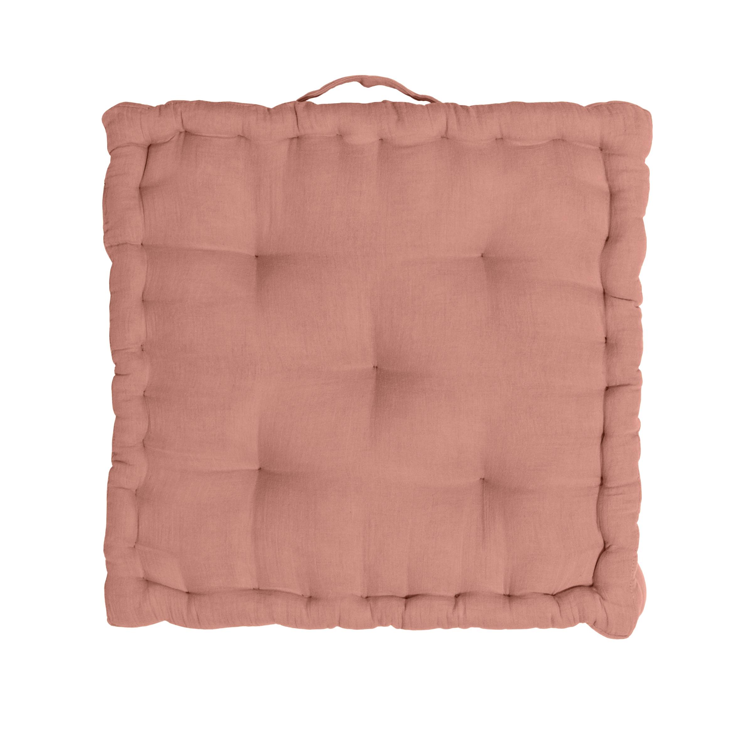 Peach pink muslin floor cushion