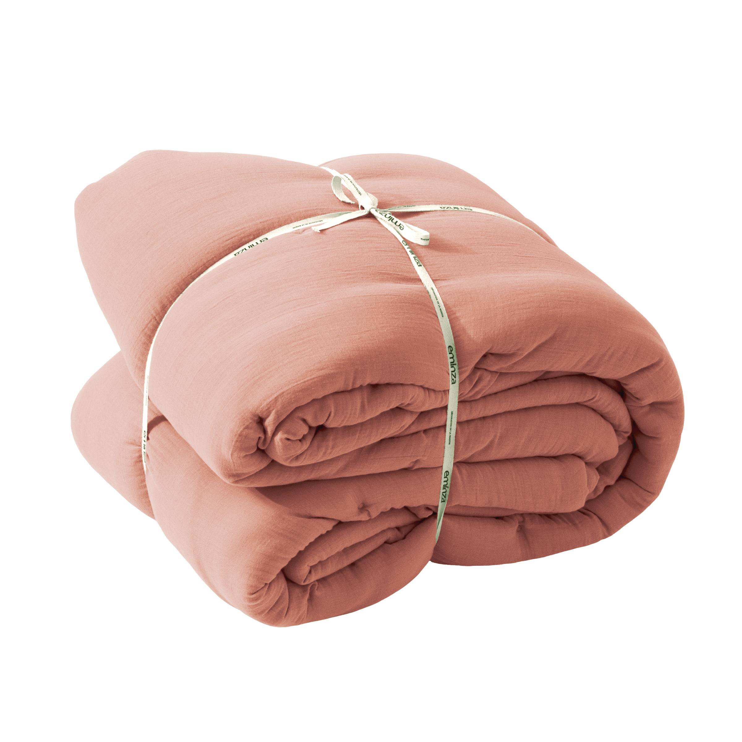 Peach pink muslin bedspread
