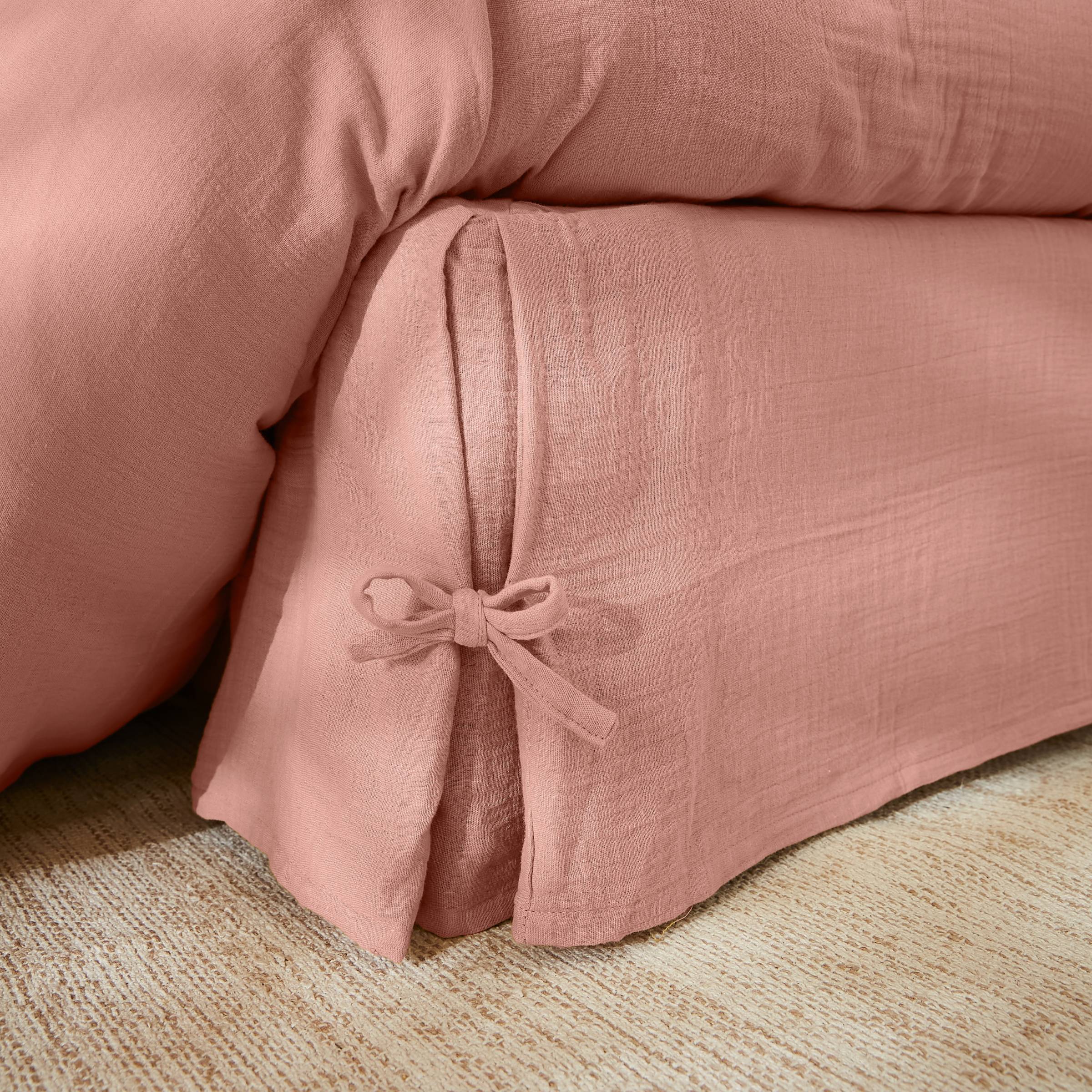 Peach pink muslin bedspread