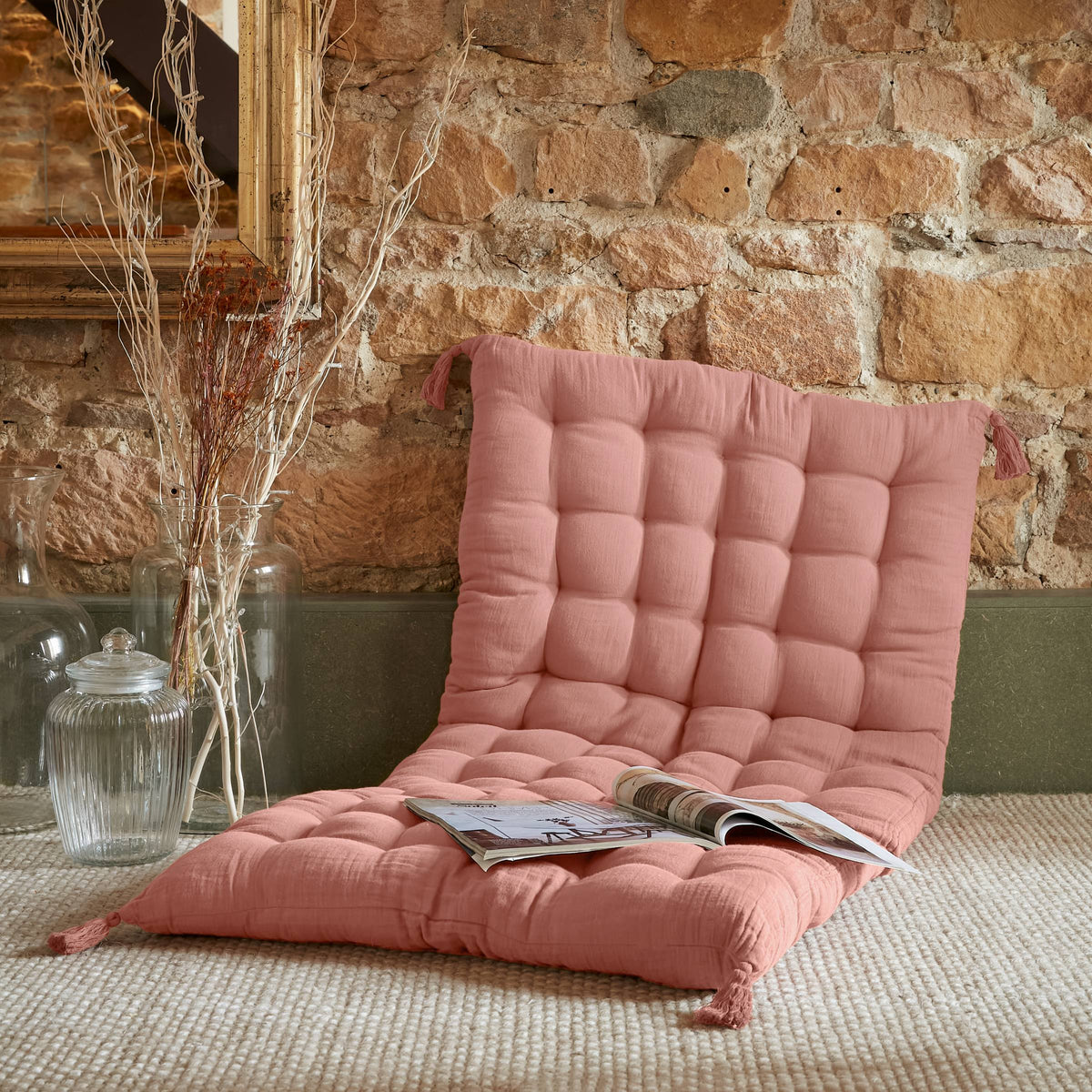 Peach pink muslin floor mattress
