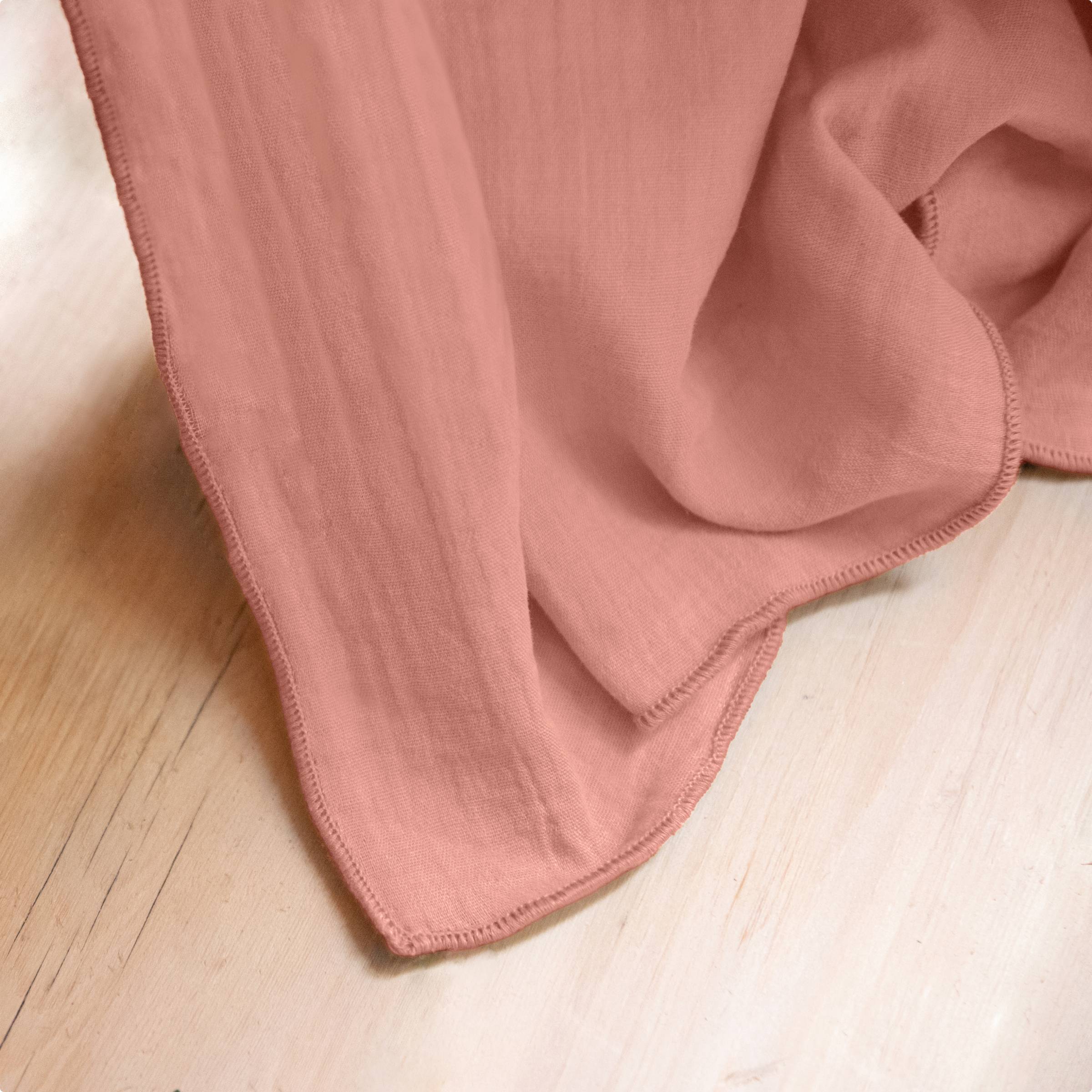Peach pink rectangular muslin tablecloth