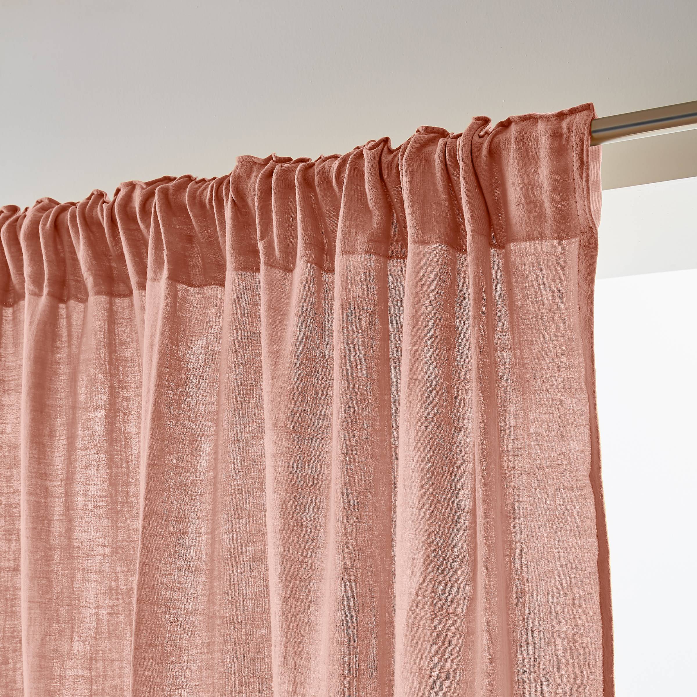 Peach pink muslin pencil pleat curtain