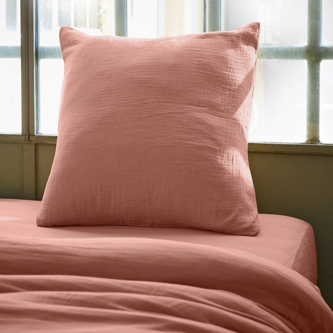 Peach pink muslin pillowcase