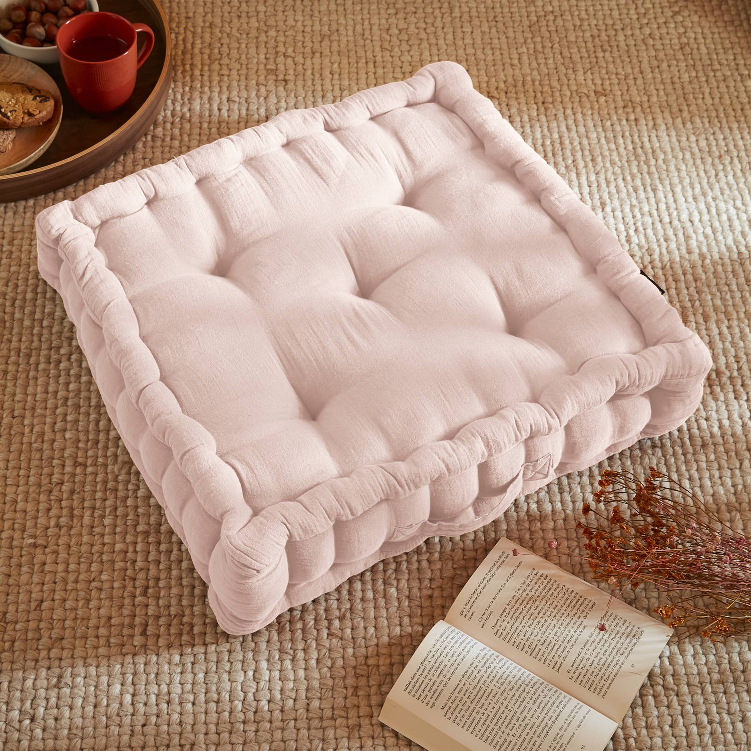 Marshmallow muslin floor cushion