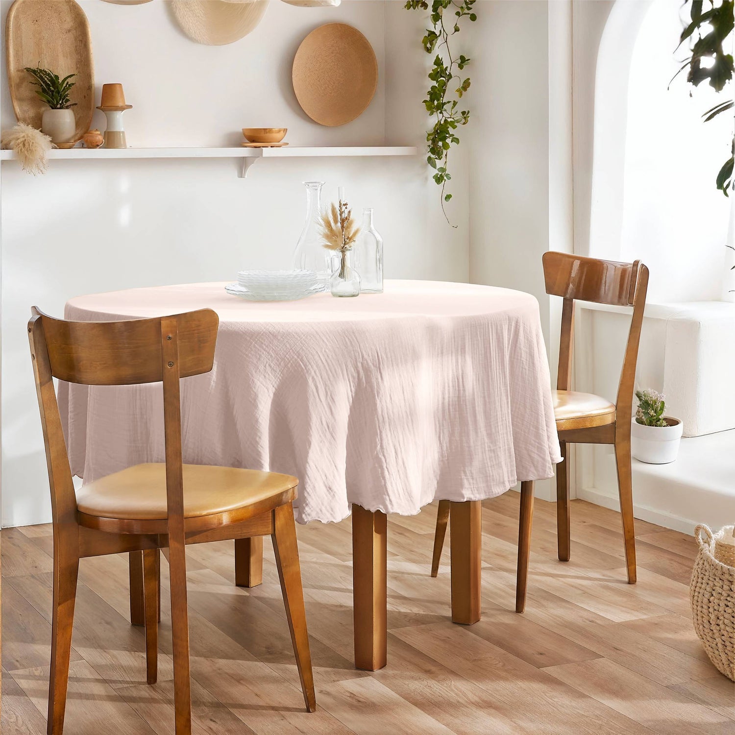 Marshmallow round muslin tablecloth