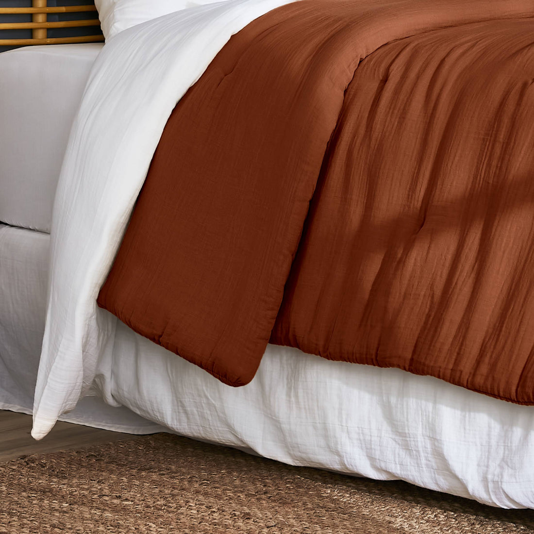 Terracotta muslin bedspread
