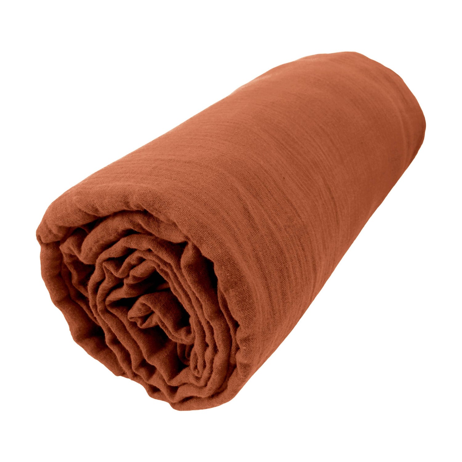 Terracotta muslin fitted sheet
