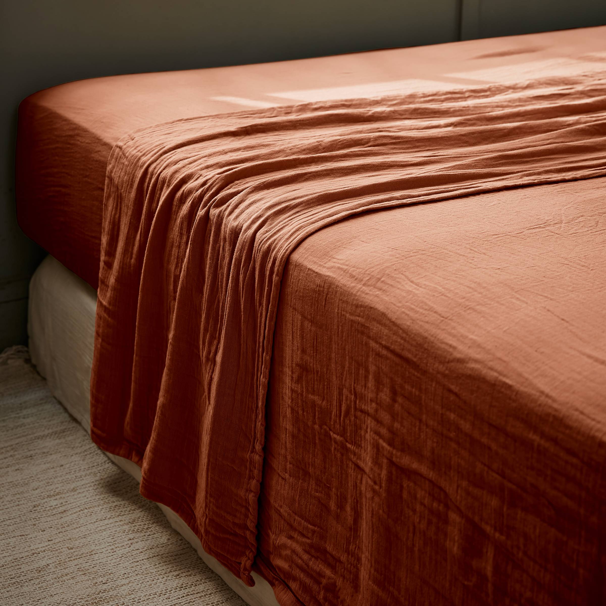 Terracotta muslin flat sheet