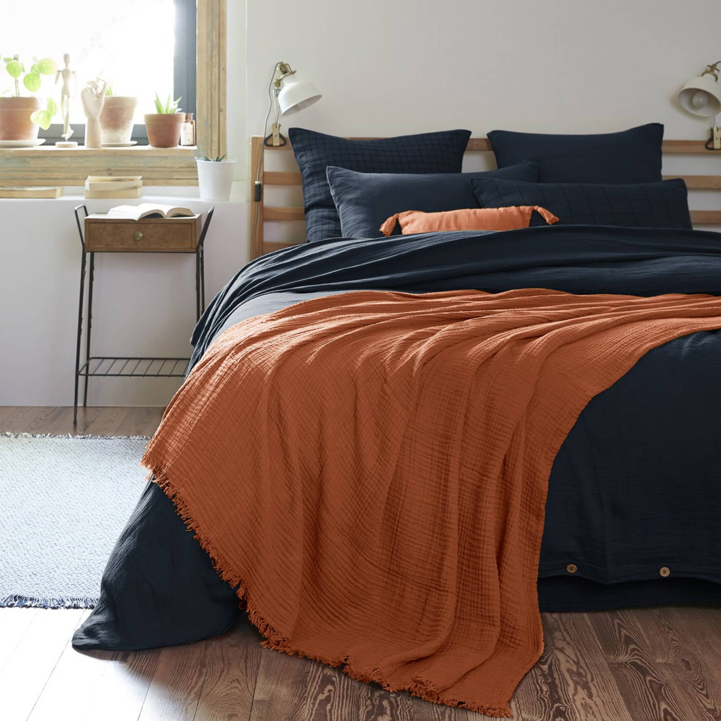 Terracotta muslin throw