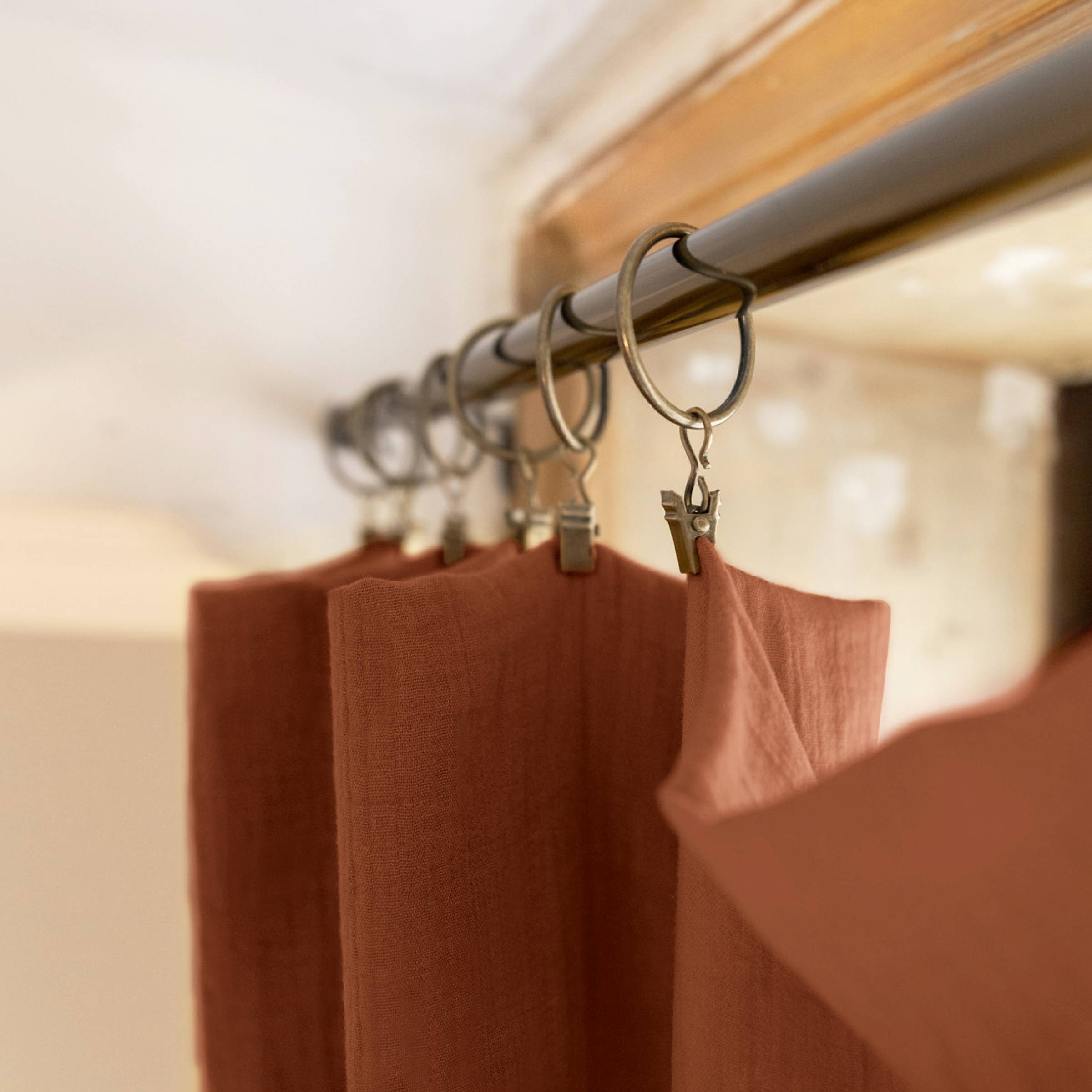 Terracotta adjustable muslin curtain