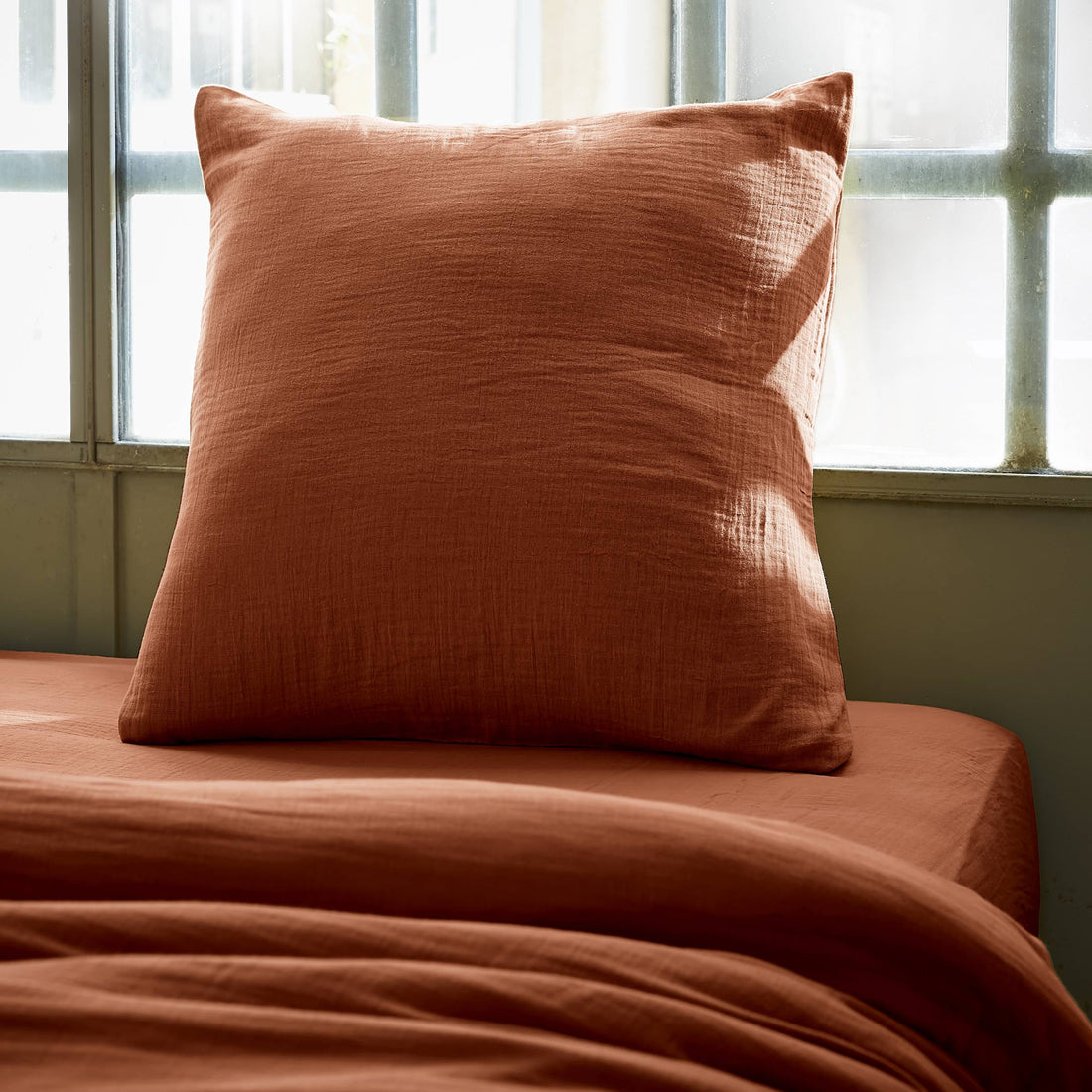 Terracotta muslin pillowcase