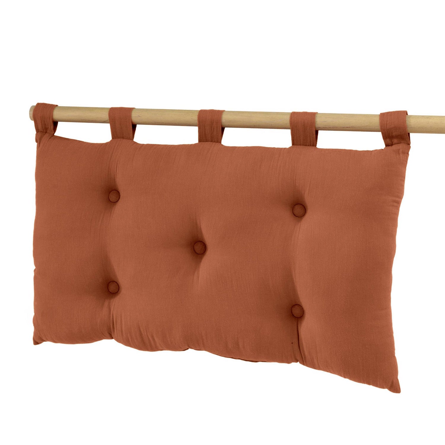 Terracotta muslin headboard