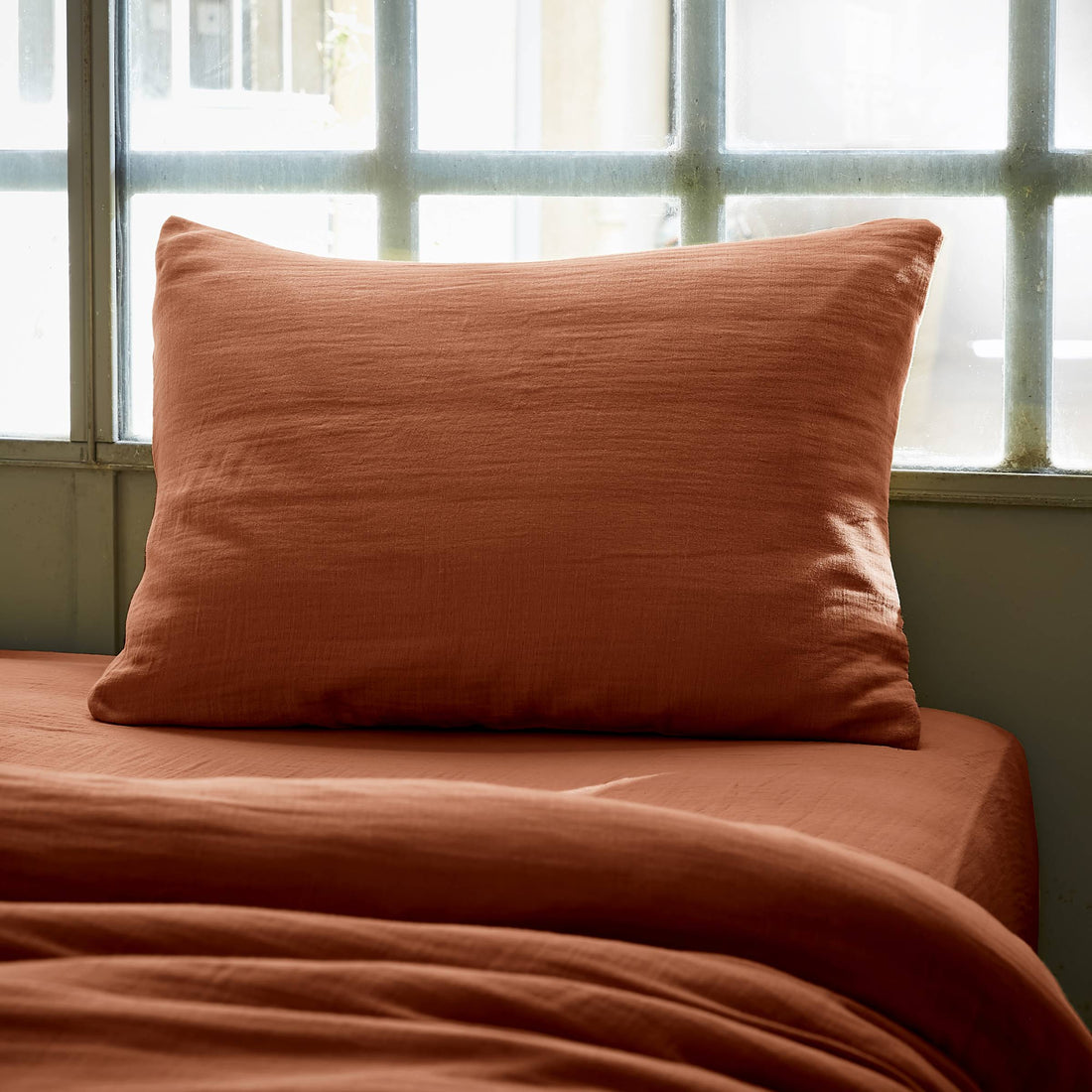 Terracotta muslin pillowcase