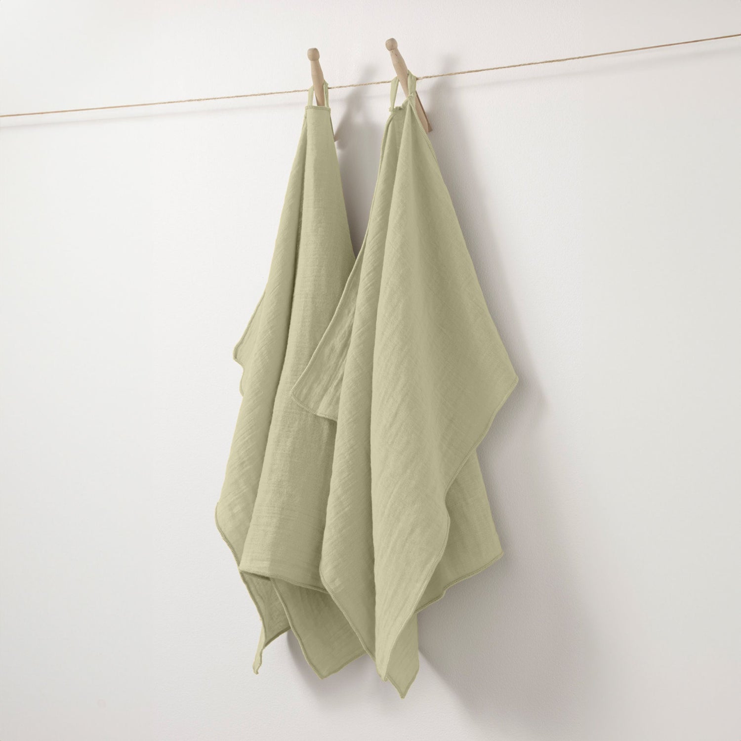 Light green muslin hand towel - set of 2