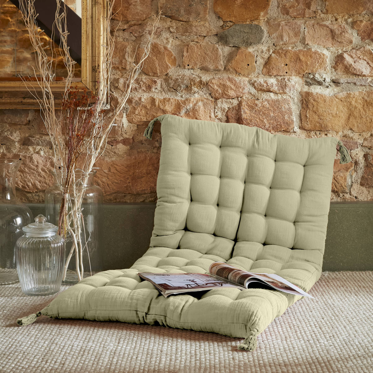 Light green muslin floor mattress