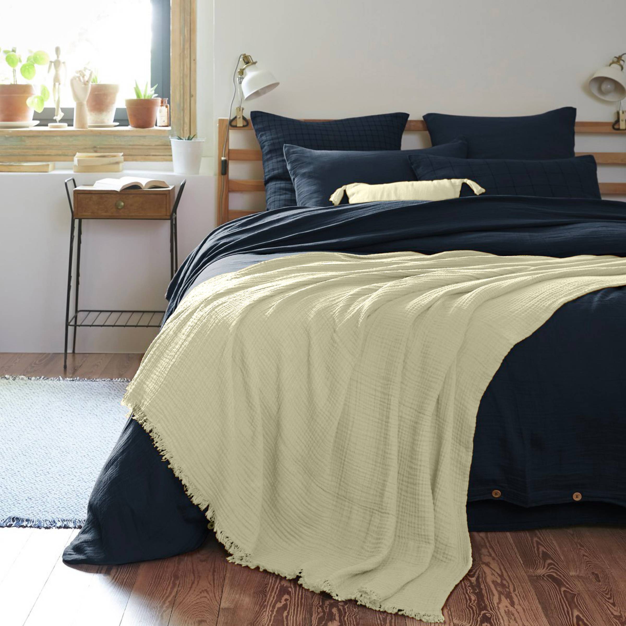 Light green muslin throw
