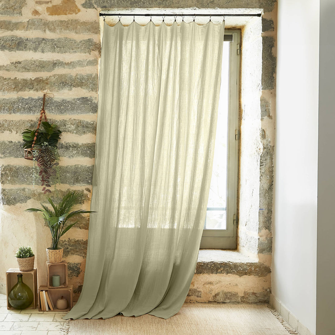 Light green adjustable muslin curtain