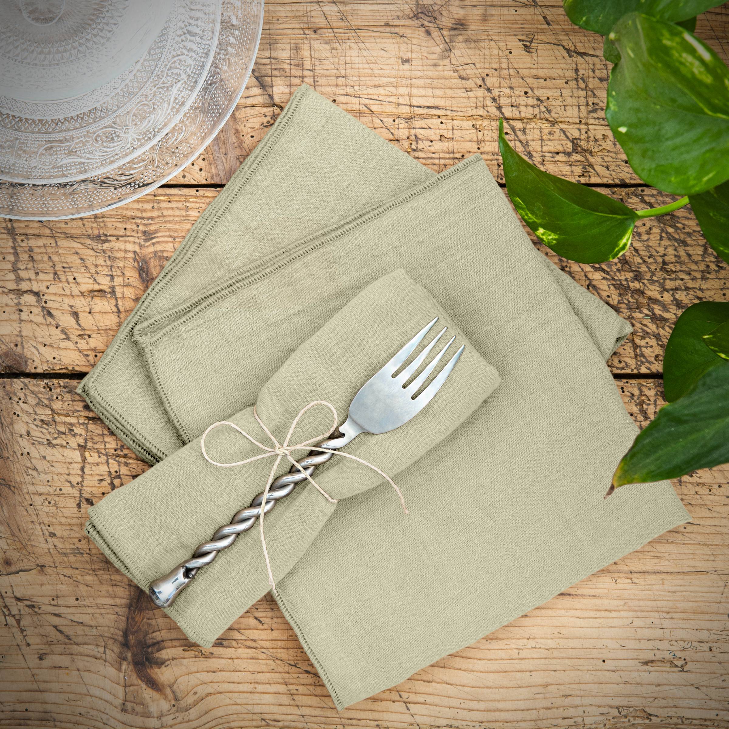 Light green muslin napkin - set of 3