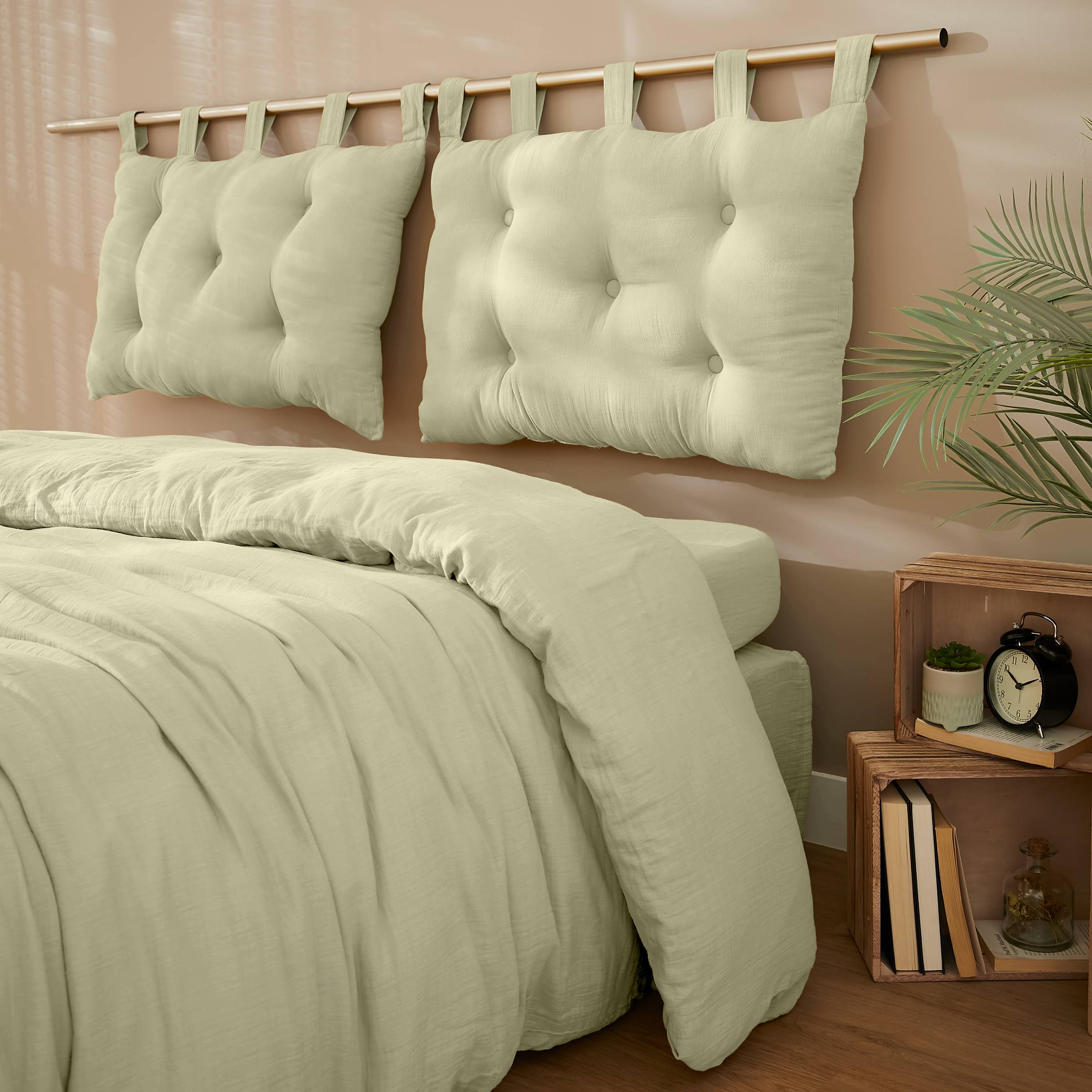 Light green muslin headboard
