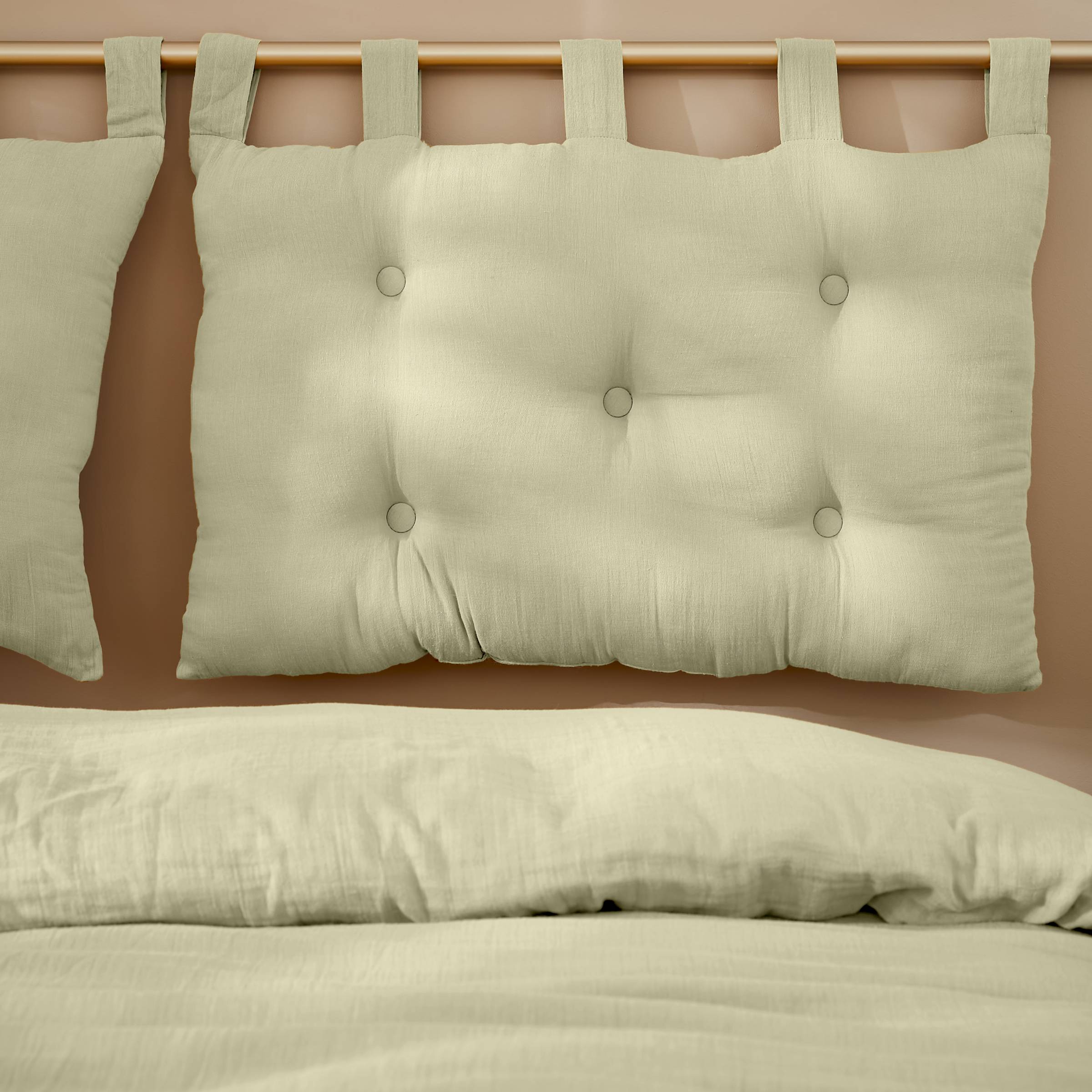 Light green muslin headboard