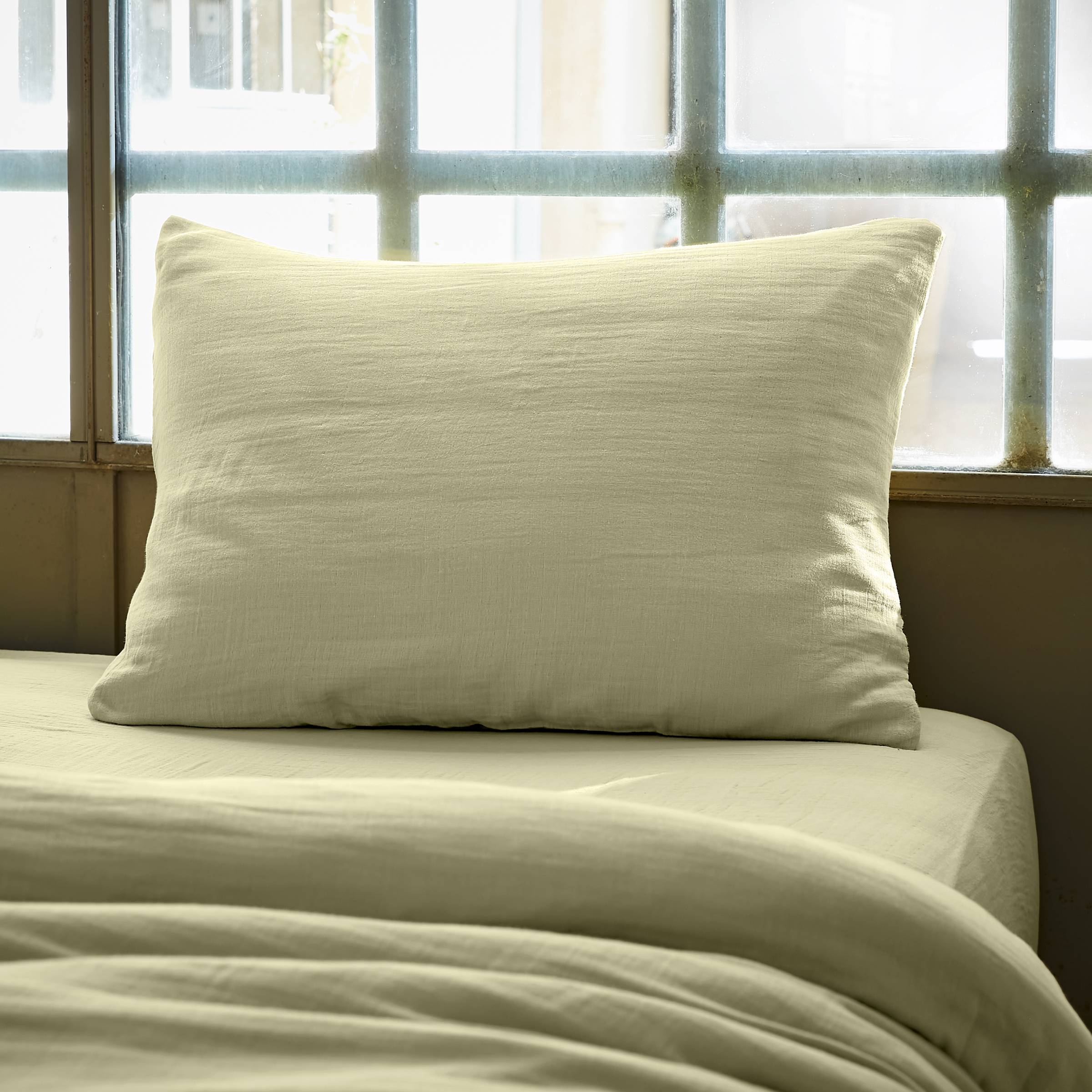 Light green muslin pillowcase