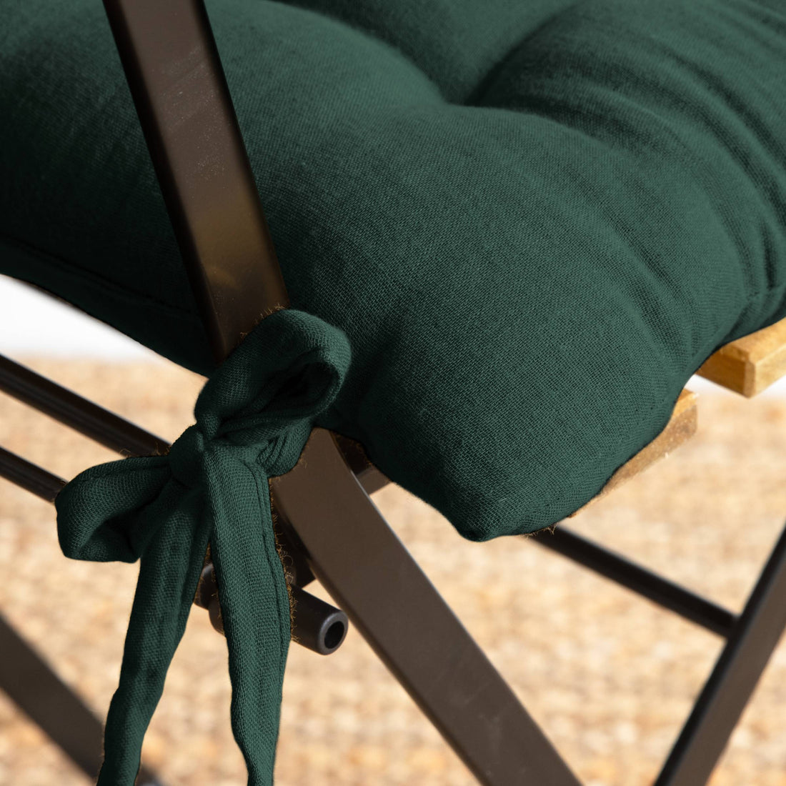 Fir green muslin chair cushion
