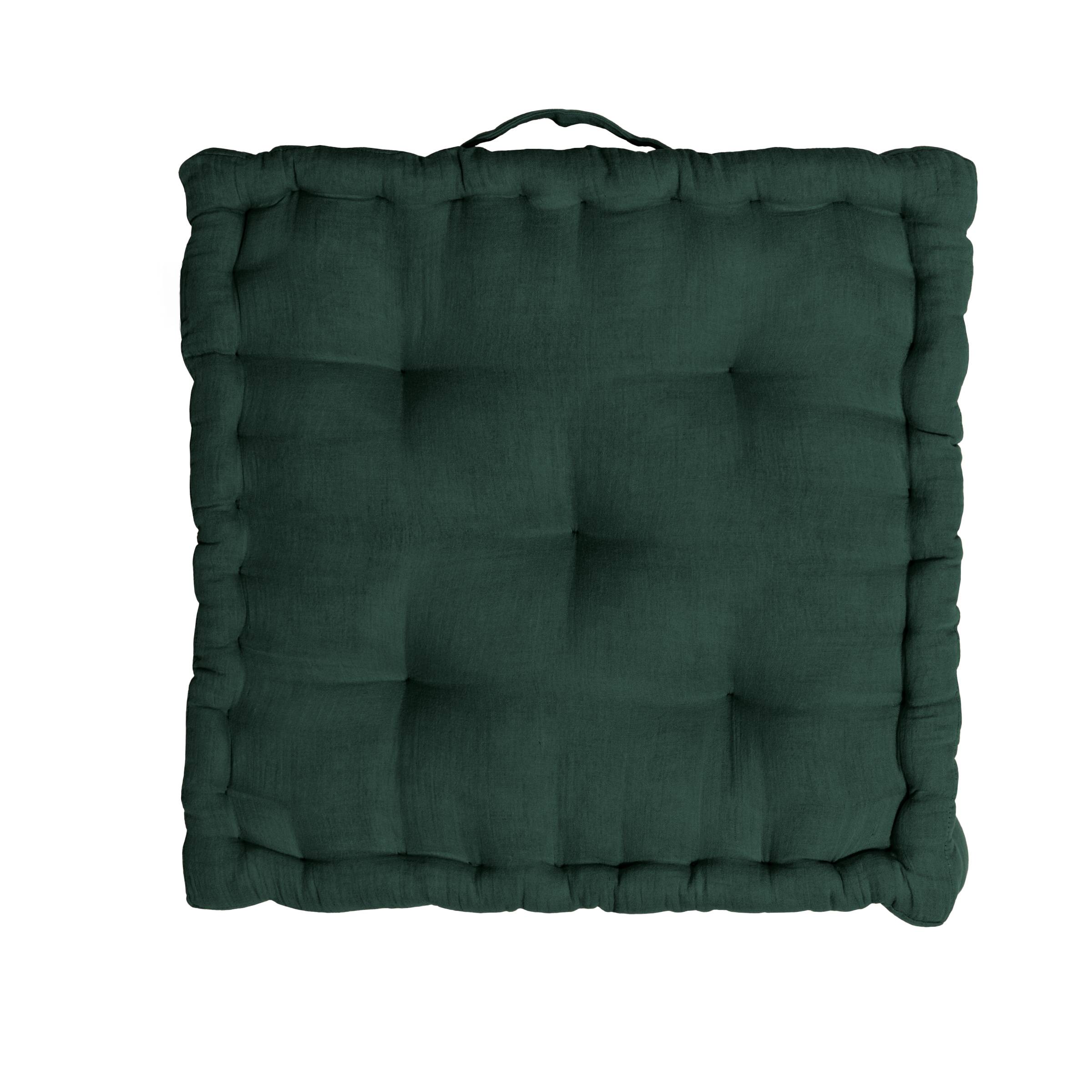 Fir green muslin floor cushion