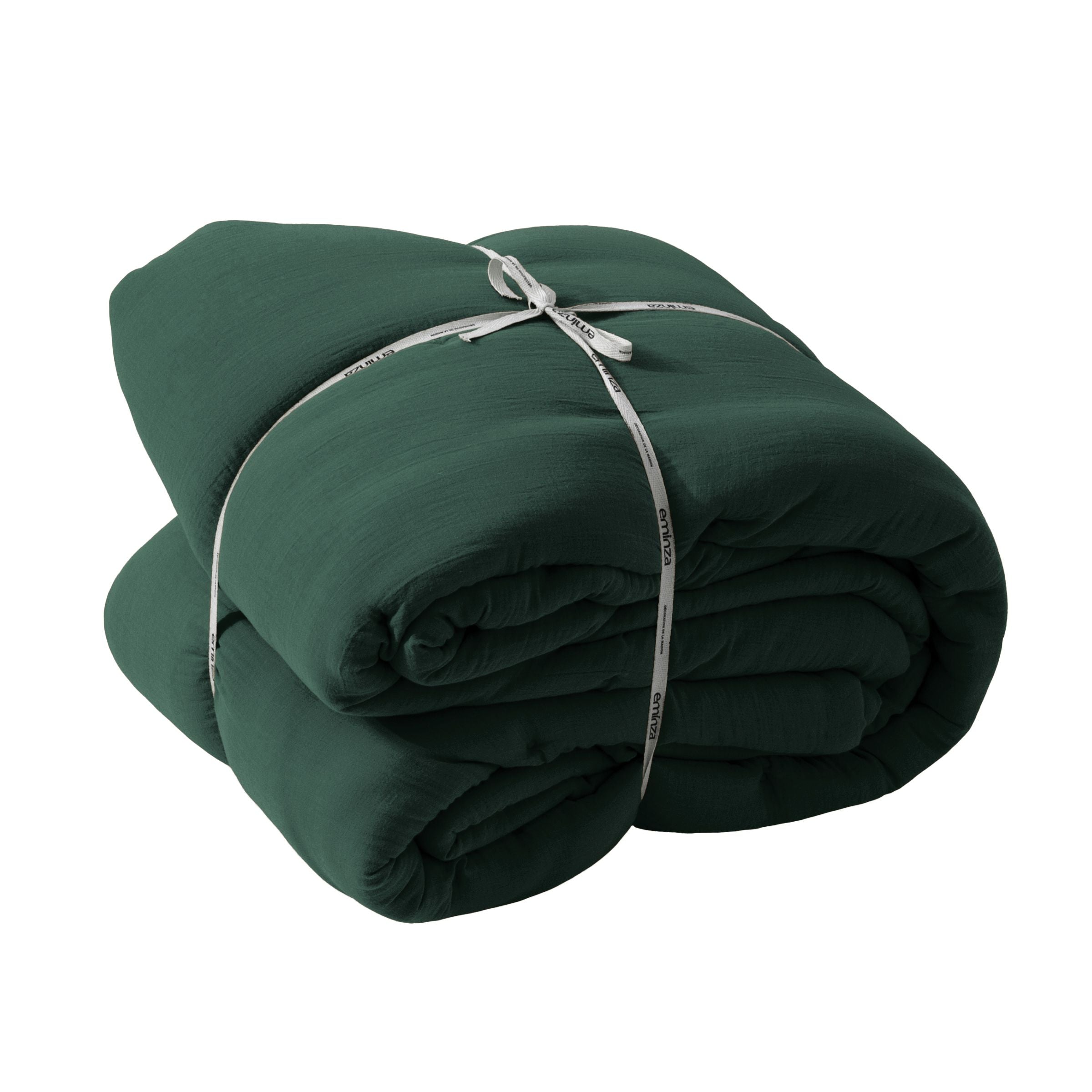 Fir green muslin bedspread