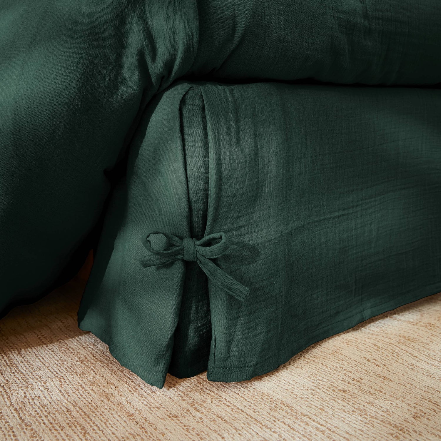 Fir green muslin bed skirt