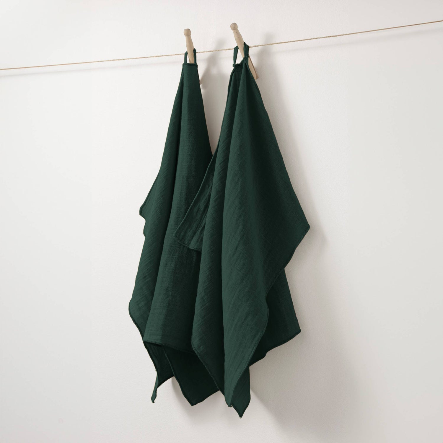 Fir green muslin hand towel - set of 2