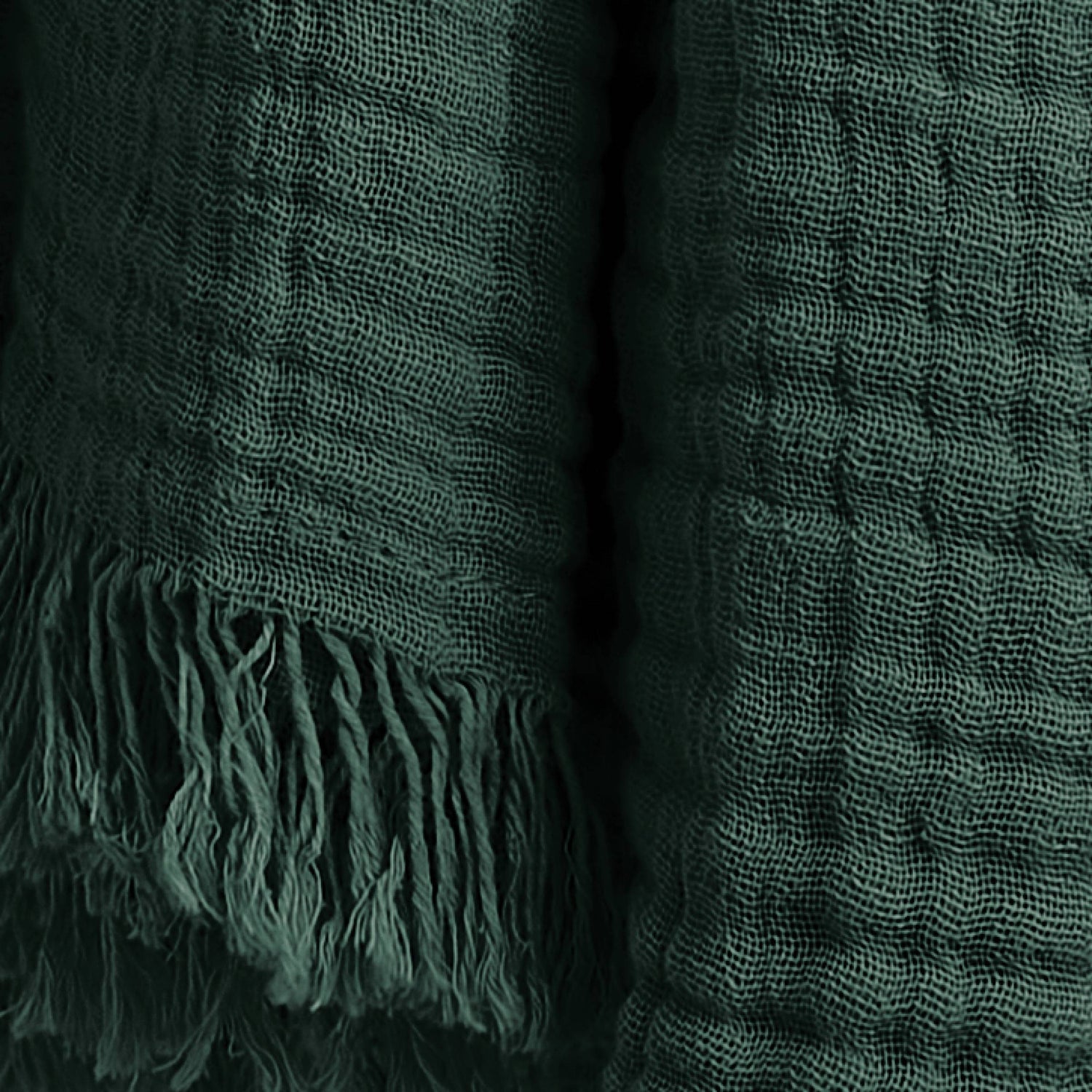 Fir green muslin throw