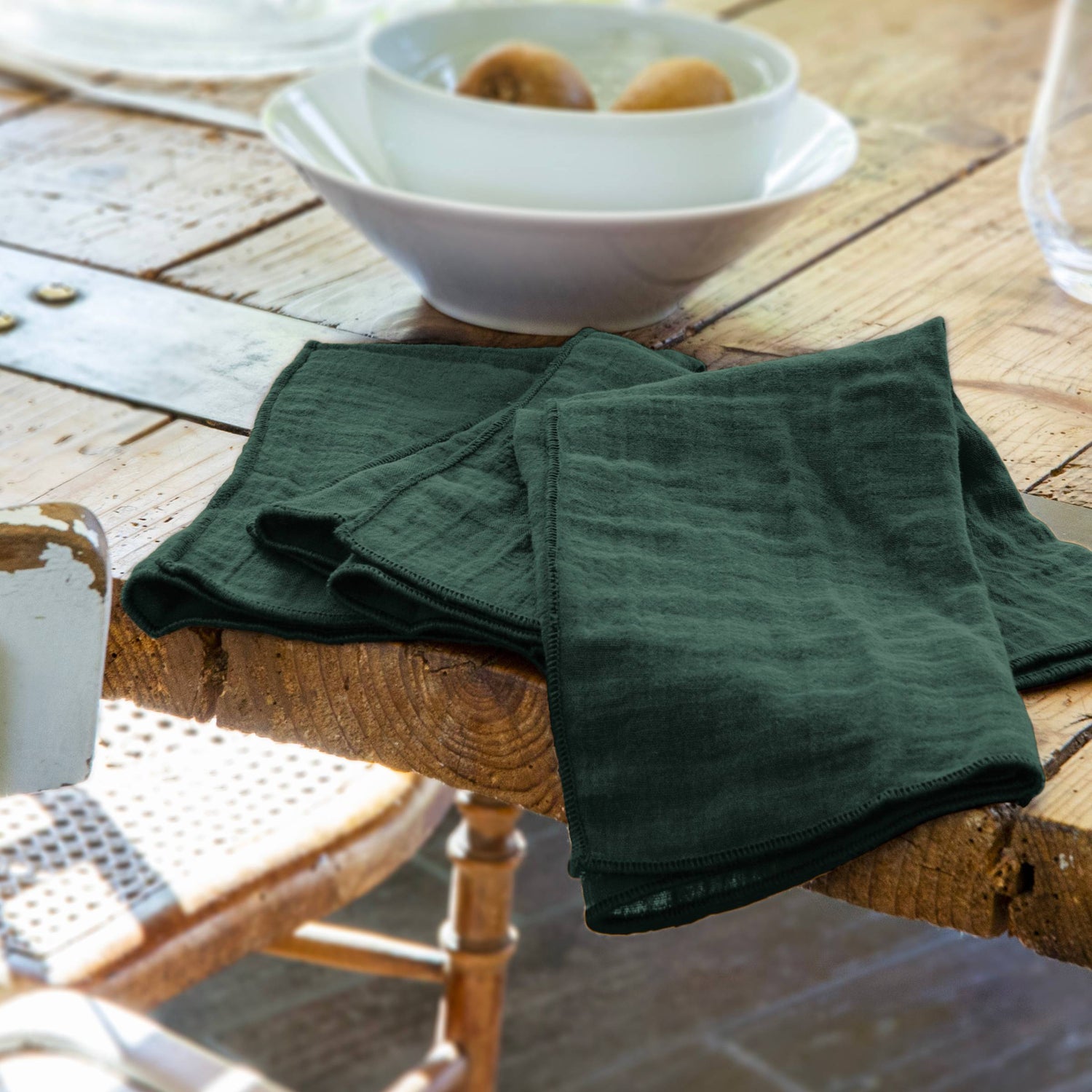 Fir green muslin napkin - set of 3