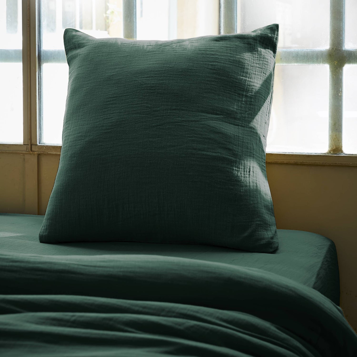 Fir green muslin pillowcase