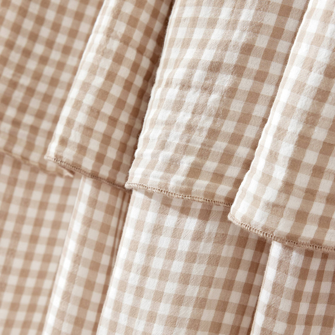 Taupe gingham adjustable muslin curtain