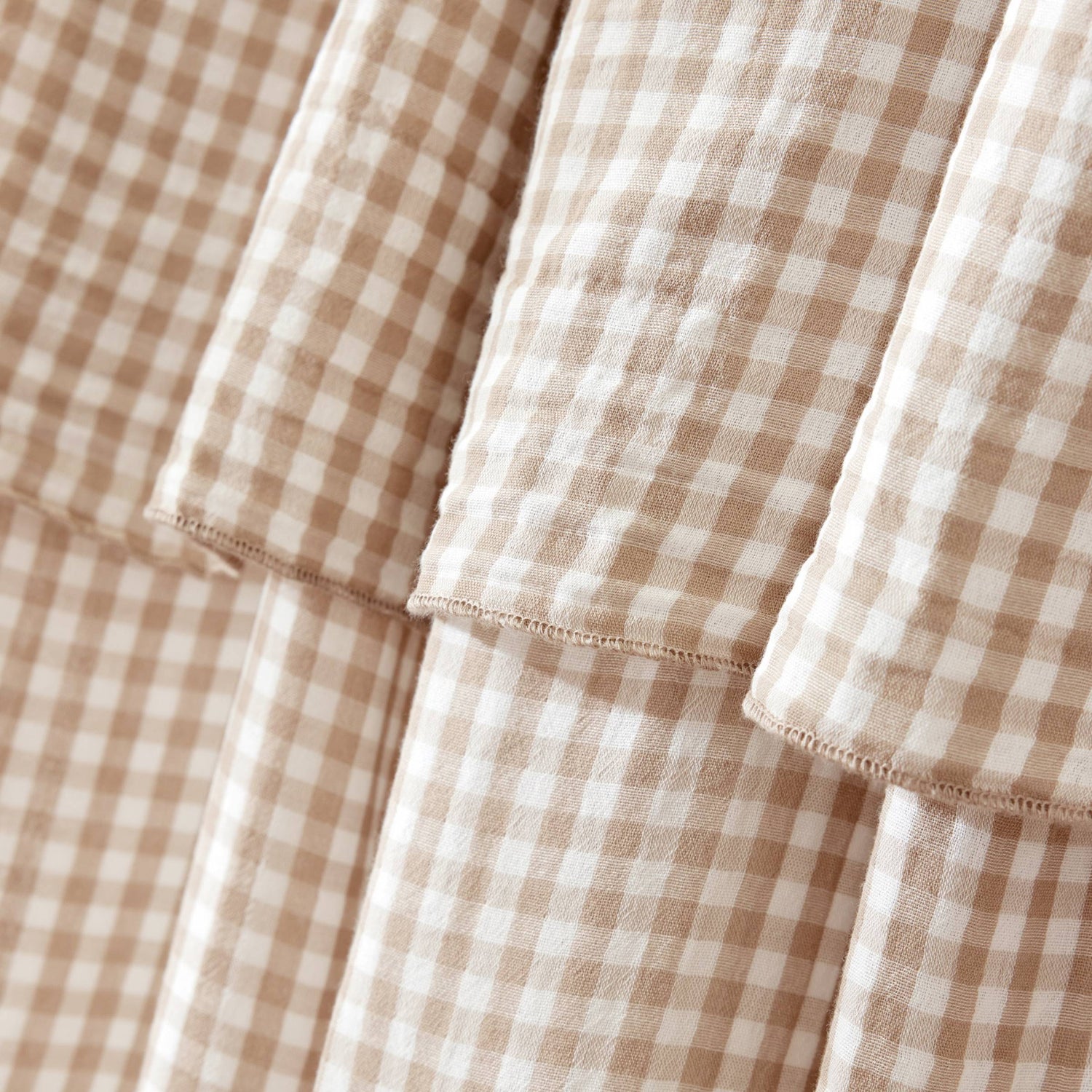 Taupe gingham adjustable muslin curtain