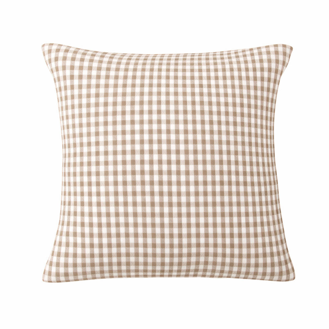 Taupe gingham muslin pillowcase