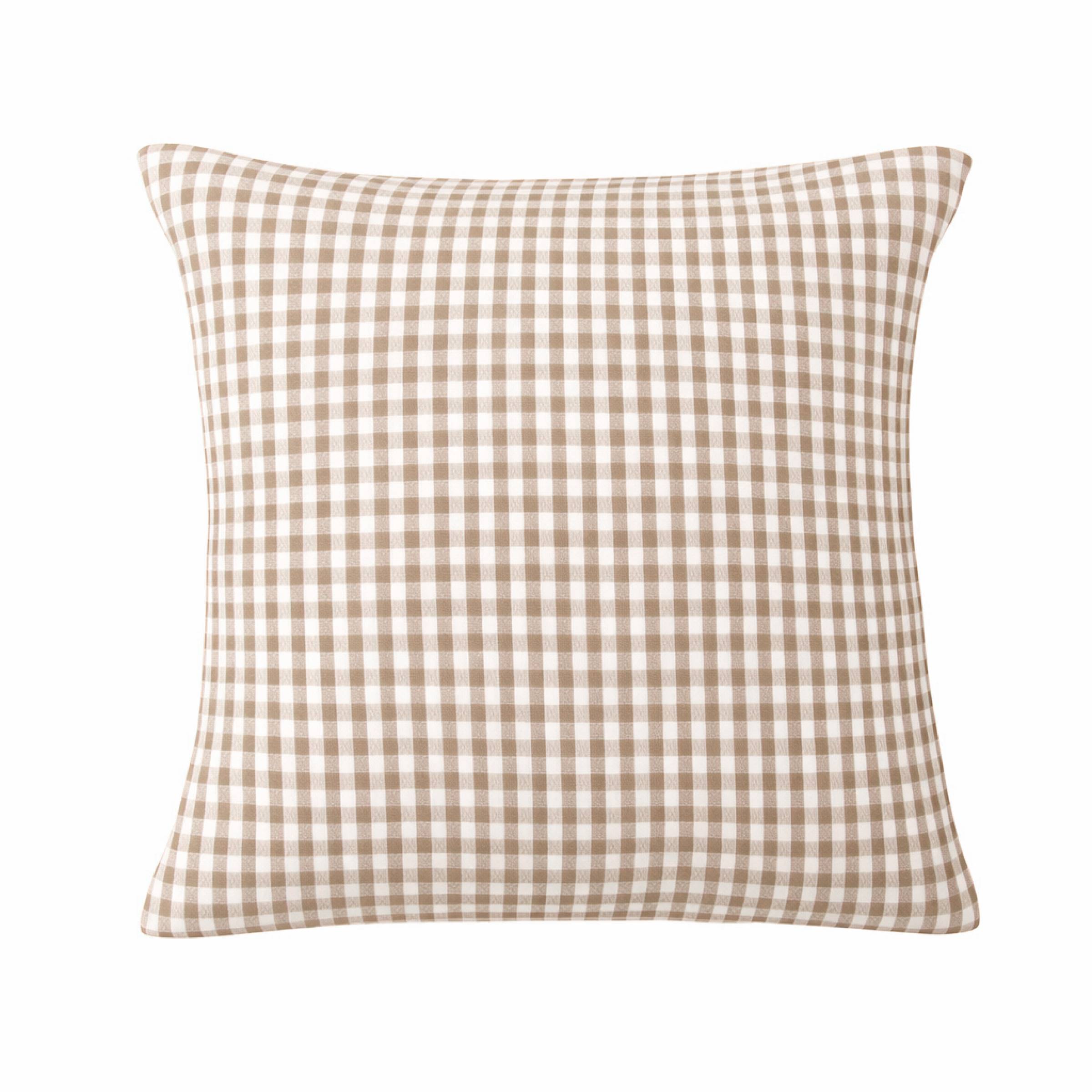 Taupe gingham muslin pillowcase