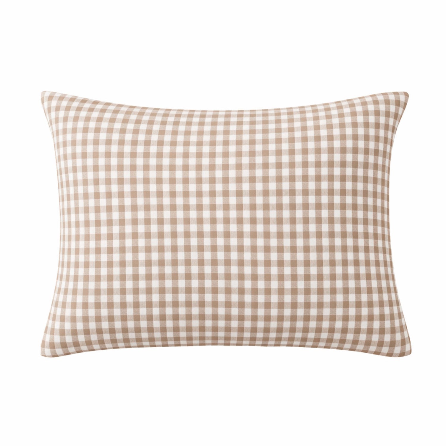Taupe gingham muslin pillowcase