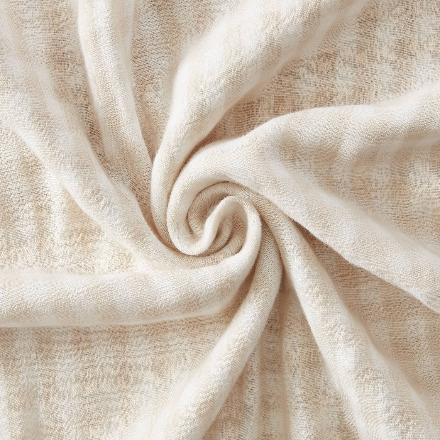 Beige gingham muslin pillowcase