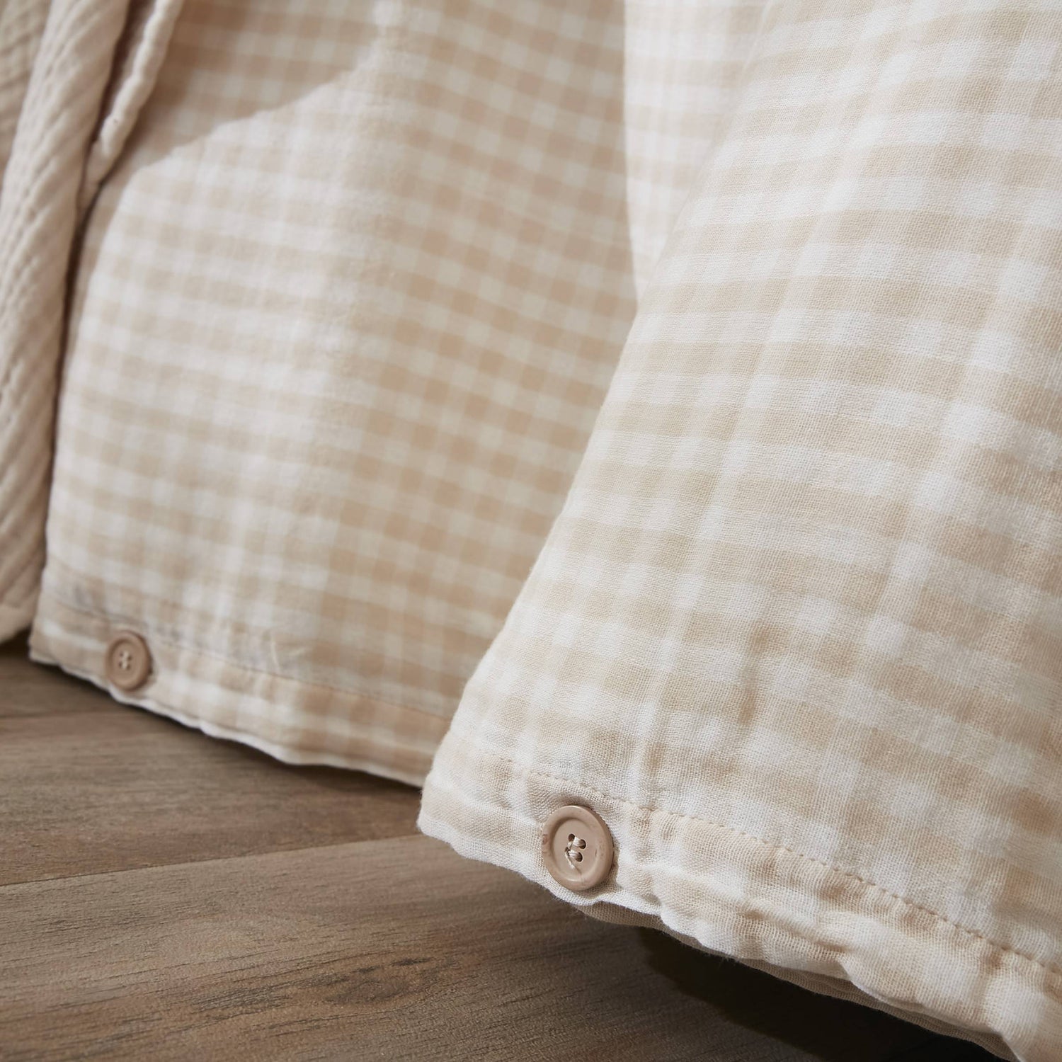 Beige gingham muslin duvet cover