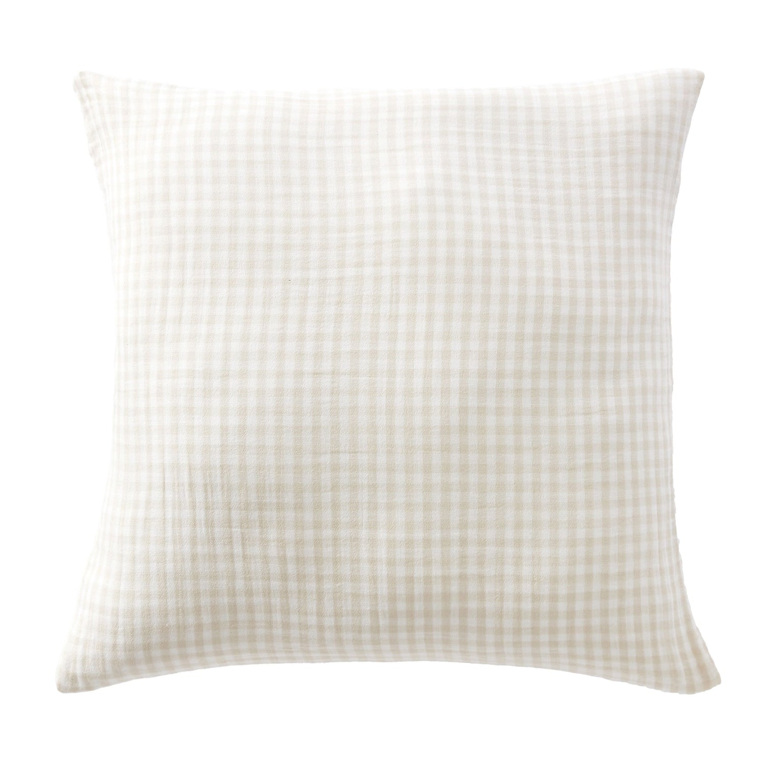Beige gingham muslin pillowcase