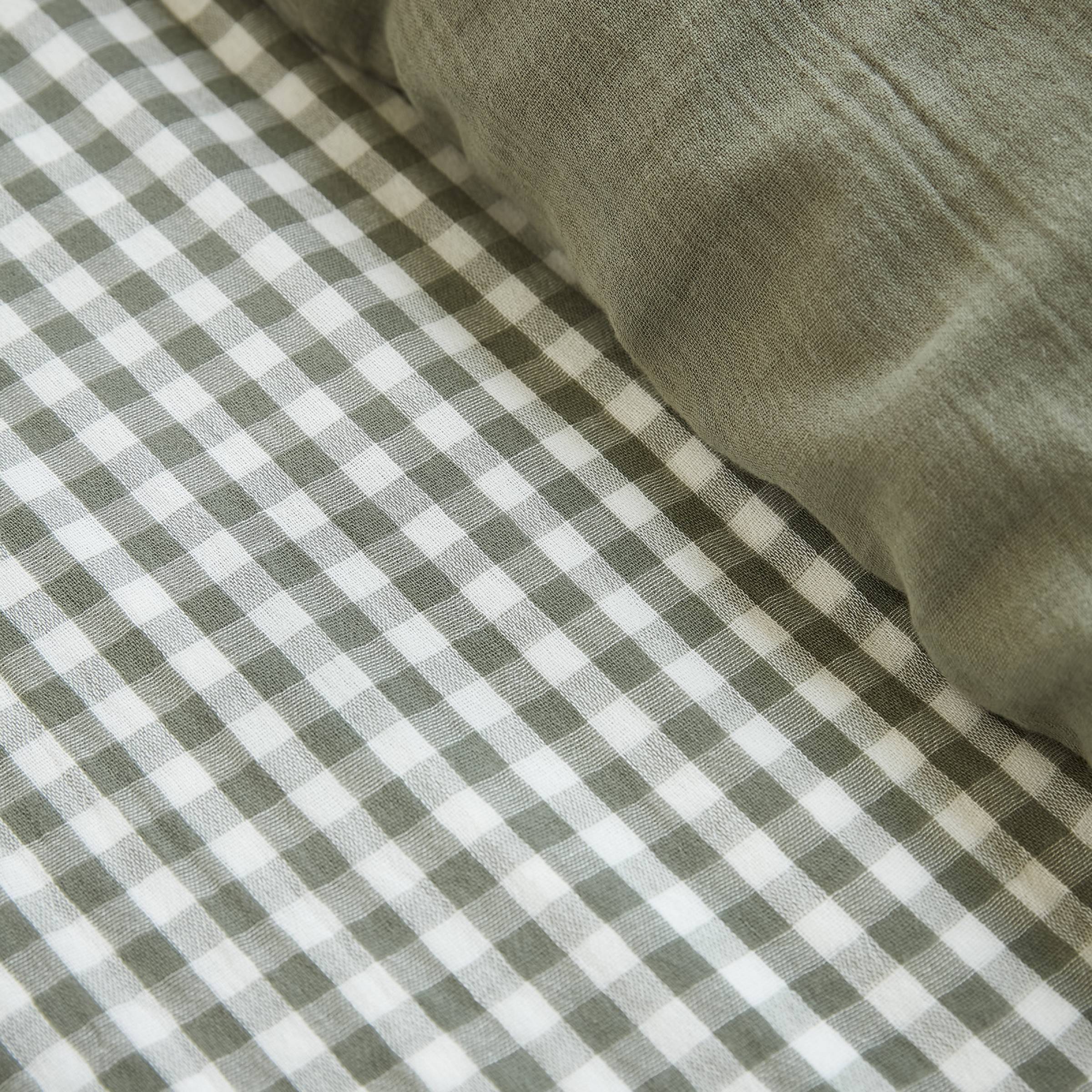 Rosemary green gingham muslin duvet cover
