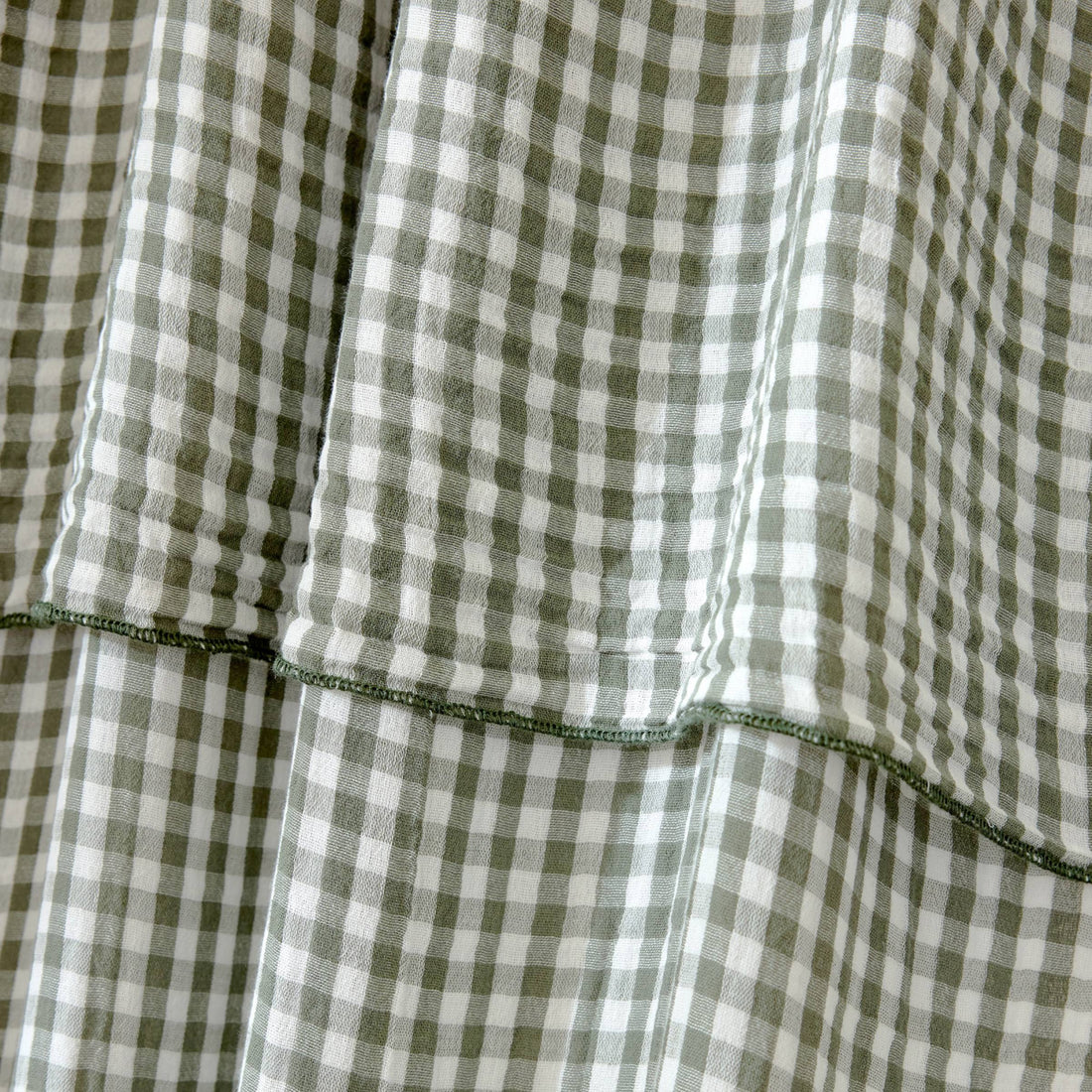 Rosemary green gingham adjustable muslin curtain