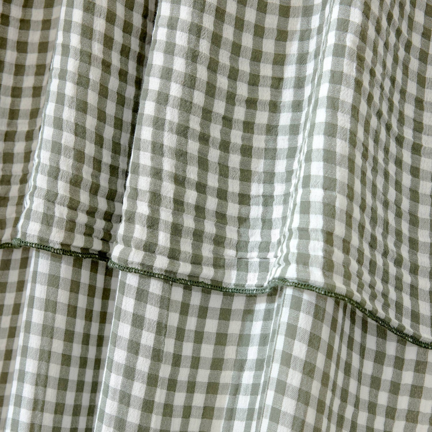 Rosemary green gingham adjustable muslin curtain