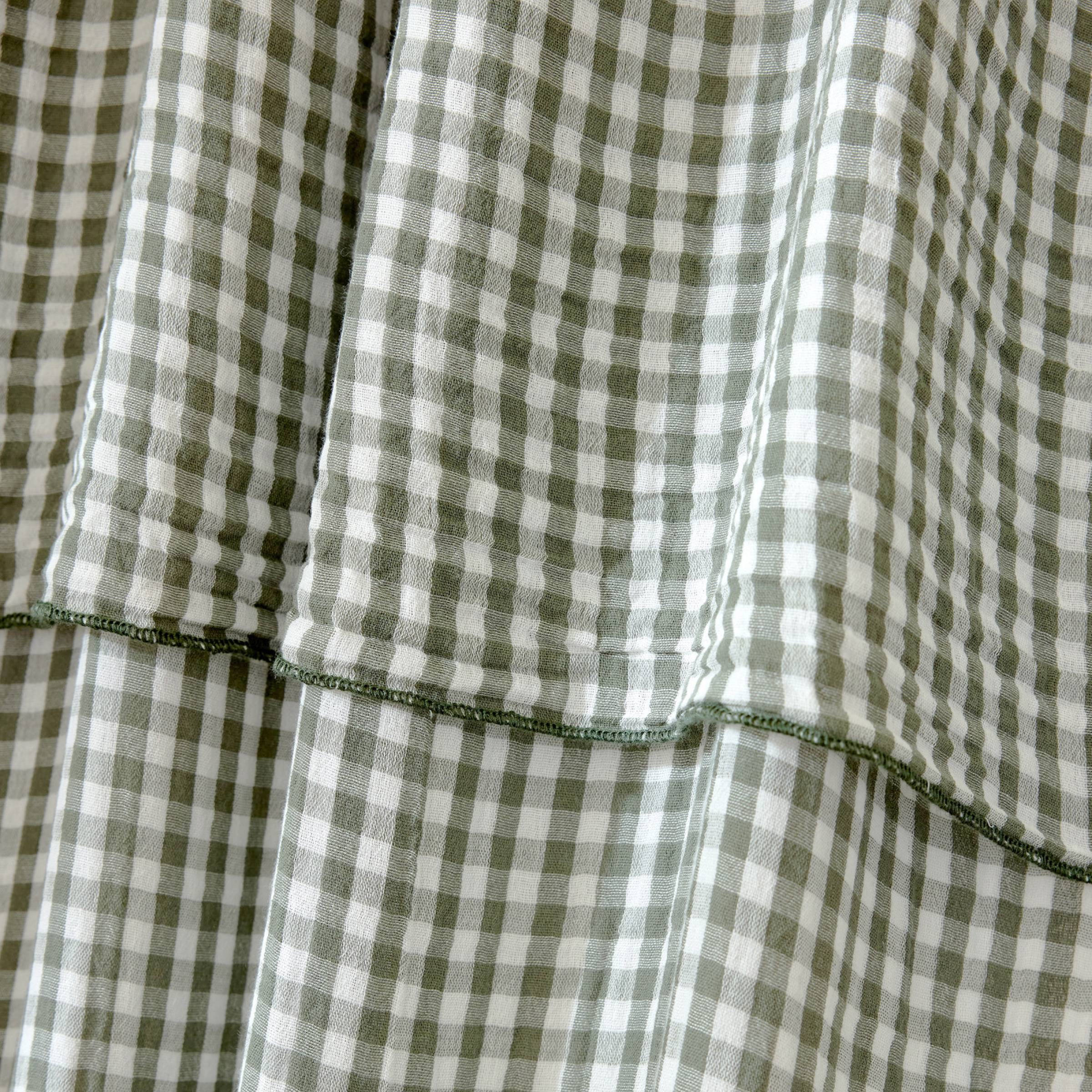 Rosemary green gingham adjustable muslin curtain
