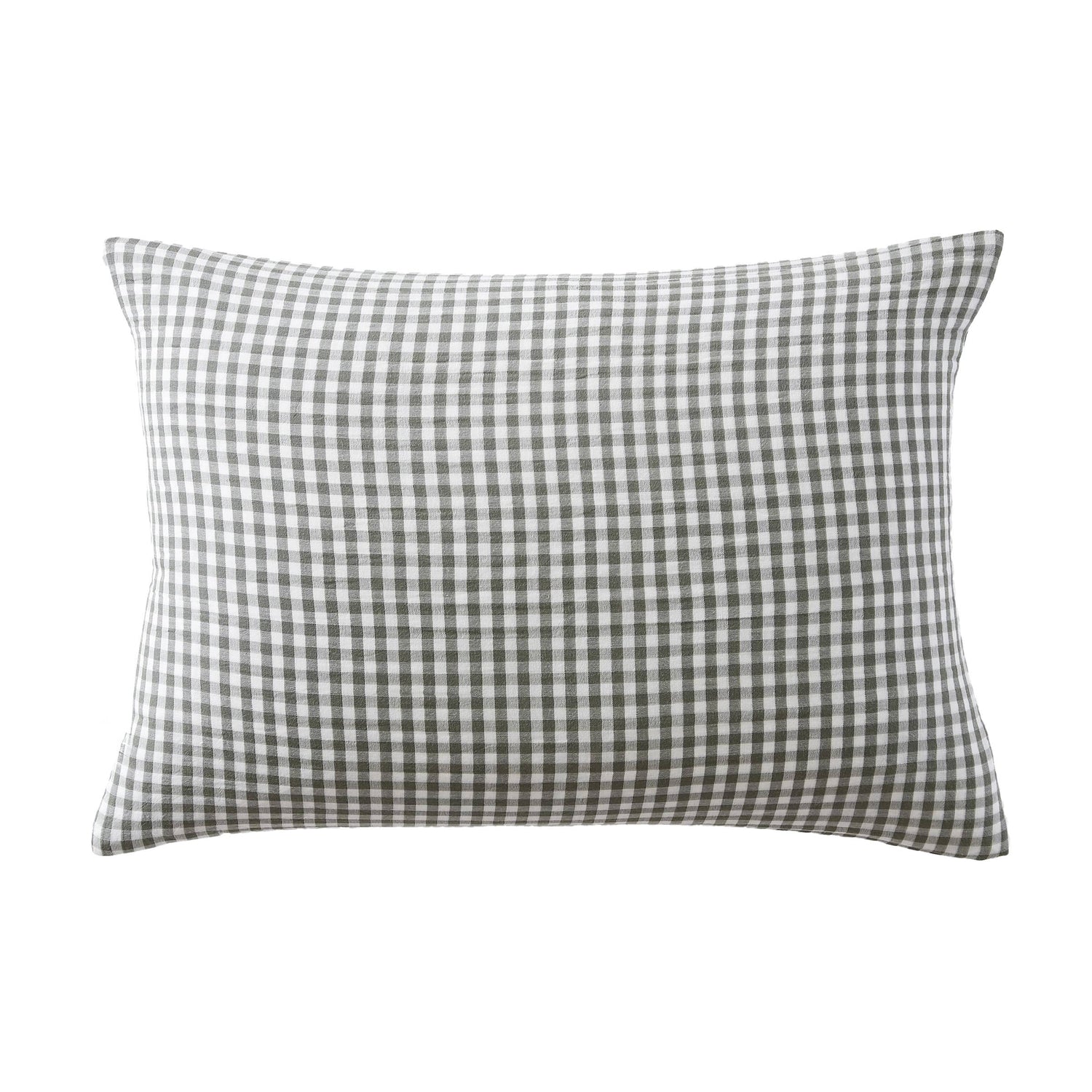 Rosemary green gingham muslin pillowcase