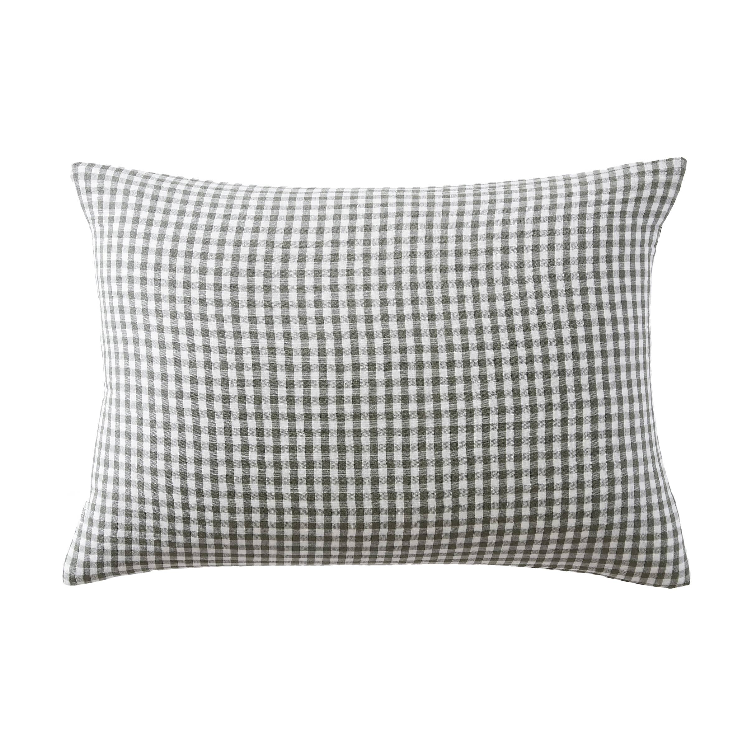 Rosemary green gingham muslin pillowcase