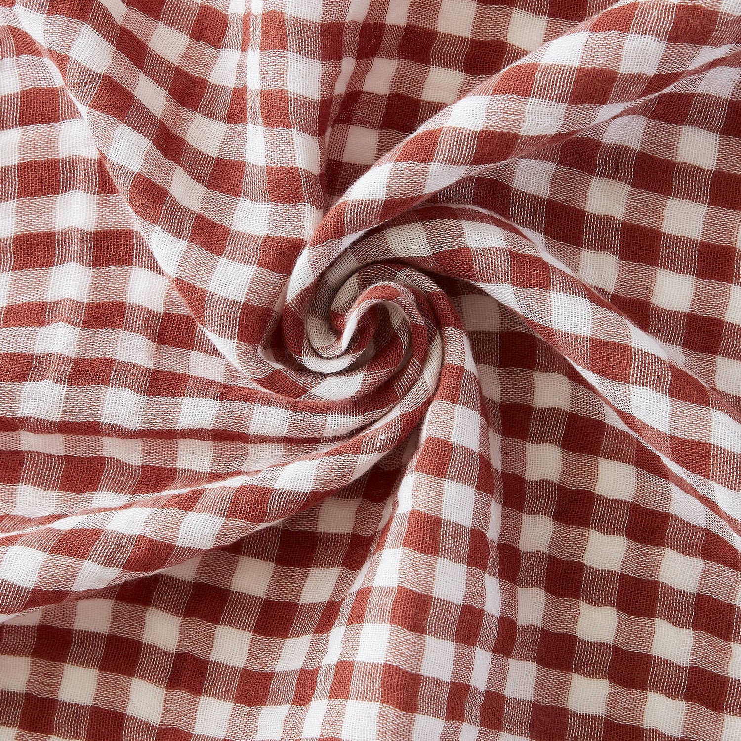 Terracotta gingham muslin duvet cover